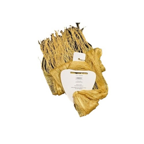 Designer Ladies Scarf Gold Polyester Lace Long Soft Head Neck Wear Size 32"x 77" - Picture 2 of 4